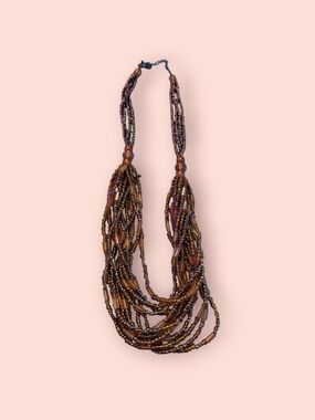 Beaded Multi-Strand Amber Statement Necklace